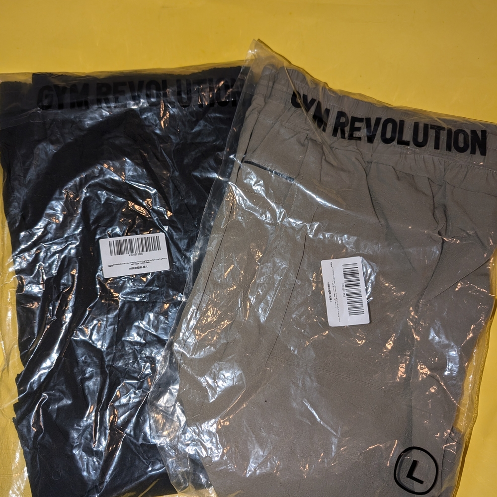 2 Pair Gym Revolution Black and Green Shorts Size Large